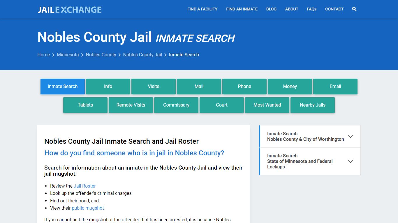 Inmate Search: Roster & Mugshots - Nobles County Jail, MN