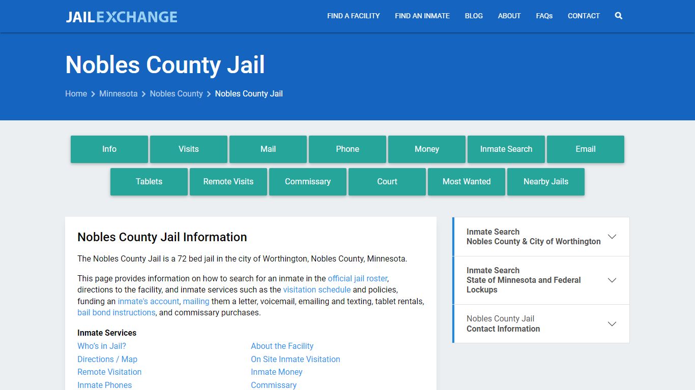Nobles County Jail, MN Inmate Search, Information